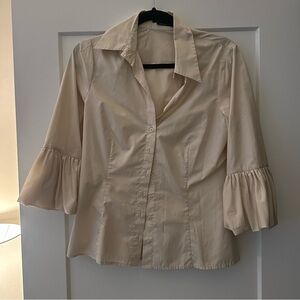 BCBGeneration beige button up fitted top